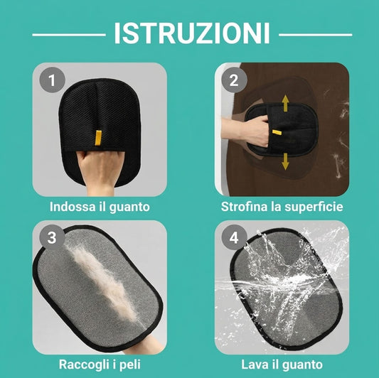 Guanto Cattura-Pelo PeloClean — Dì Addio al Pelo su Divani e Vestiti
